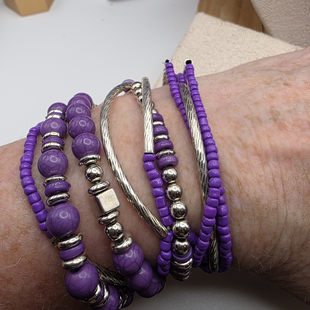 Paparazzi Purple and Silver Bracelet Collection (522)